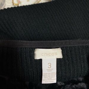 Chico's Elegant Black Faux Fur Vest w/Sweater Back & Side Pockets